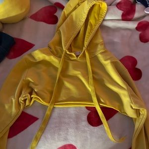 cropped yellow hoodie